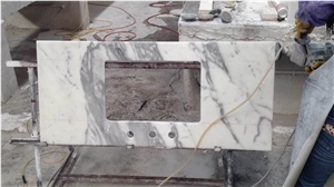 Wellest Statuario White Marble Vanity Top, Bath Top, Bar Top,Front Desk, Natural Stone