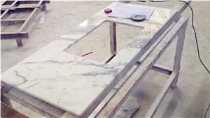Wellest Statuario White Marble Vanity Top, Bath Top, Bar Top,Front Desk, Natural Stone