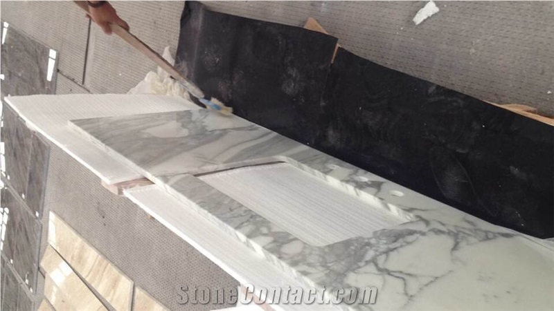 Wellest Statuario White Marble Vanity Top, Bath Top, Bar Top,Front Desk, Natural Stone