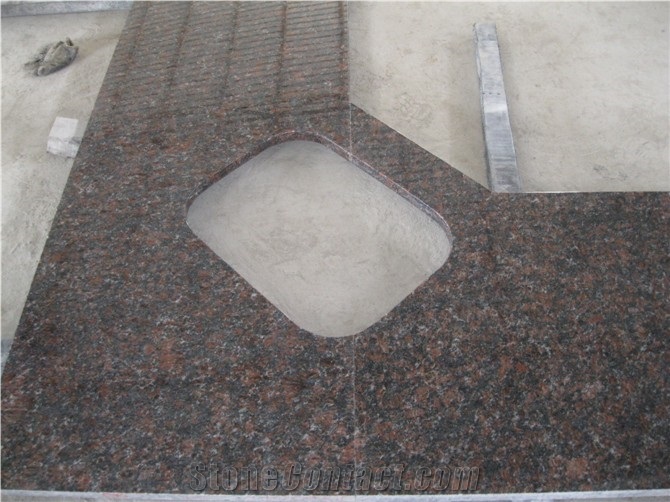Wellest Tan Brown Granite Countertop with Undermount Sink,Bar Top, Restaurant Top,Front Desk,Kitchen Top,Natural Stone
