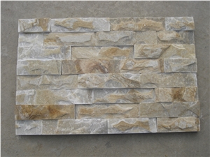 Wellest Yellow Wood Slate Flat Culture Stone, Ledge Stone,Staked Stone, Wall Cladding Tile,Mushroom Finish,China Natural Beige Slate Sl-014fm