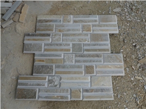 Wellest Yellowood Slate Flat Culture Stone, Ledge Stone,Staked Stone, Wall Cladding Tile ,Bevel Edge,China Natural Beige Slate