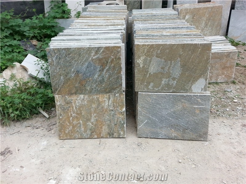 Wellest Yeloow Wood Slate Natural Finish Floor Tile,China Beige Colour Slate,St-014n