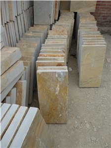 Wellest Yeloow Wood Slate Natural Finish Floor Tile,China Beige Colour Slate,St-014n
