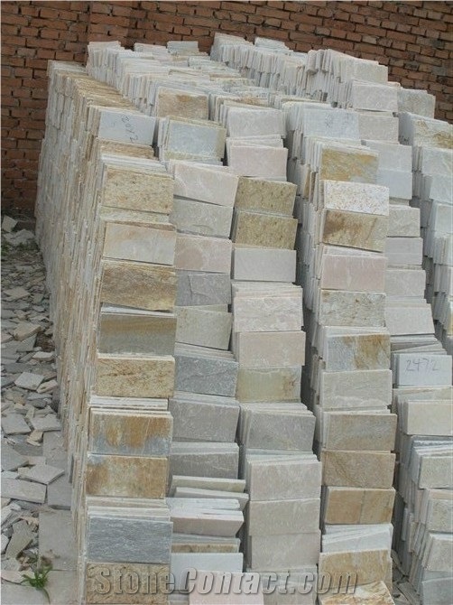 Wellest Yeloow Wood Slate Natural Finish Floor Tile, China Beige Colour Slate,St-014n.