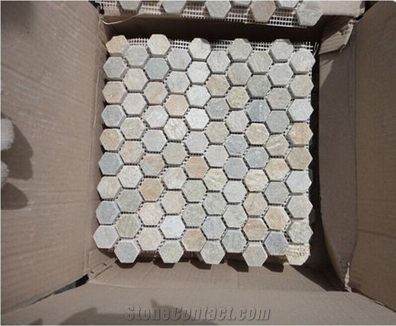 Mixed Color Slate Mosaic Floor & Wall Tile