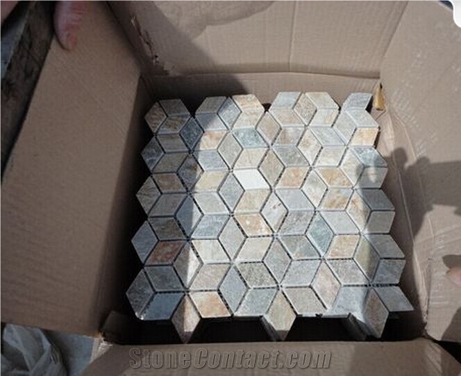 Mixed Color Slate Mosaic Floor & Wall Tile