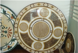 Round Marble Water Jet Medallion