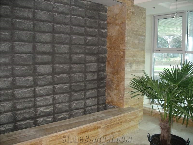 Black Gabbro Facing Stone Antik Nero Facing Tiles, Gabbro Antik Nero Black Granite Building & Walling
