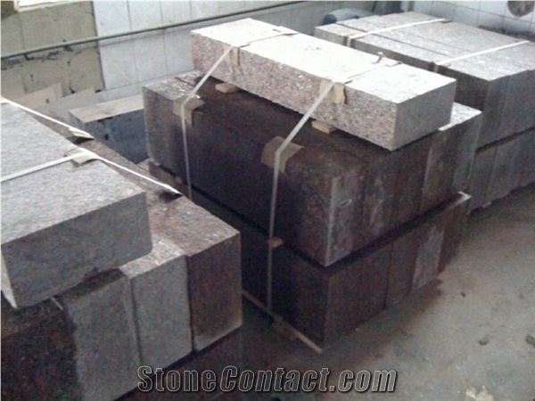 Curb Stone, Kerstone Ukrainian Red Granite Rosso Santiago