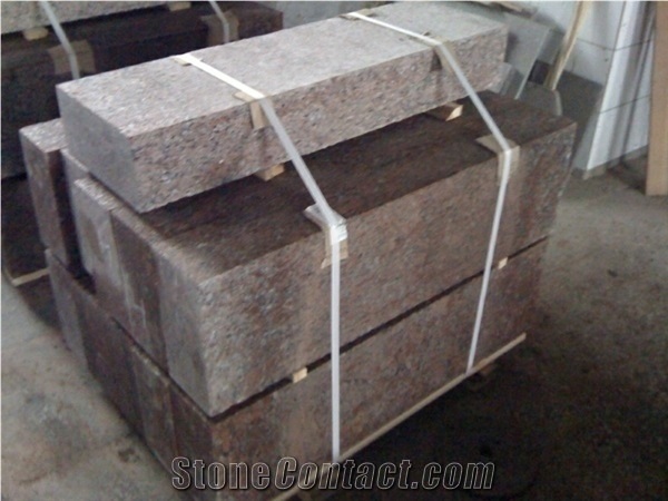 Curb Stone, Kerstone Ukrainian Red Granite Rosso Santiago