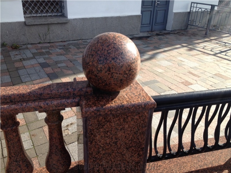 Red Granite Ball Quoin, Red Granite Glob, Rosso Toledo Red Granite Coping