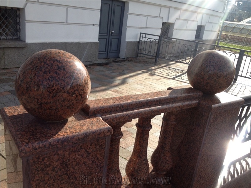 Red Granite Ball Quoin, Red Granite Glob, Rosso Toledo Red Granite Coping