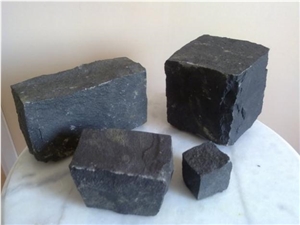 Ukrainian Basalt Cube Stone, Cobbles Black Basalt, Ukraine Black Basalt Cube Stone