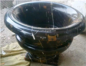 Gold Black Marble Flower Pot