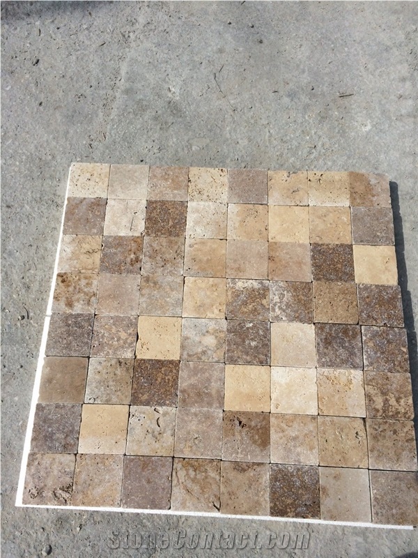 Noce Travertine Classic Mix Paving Tiles