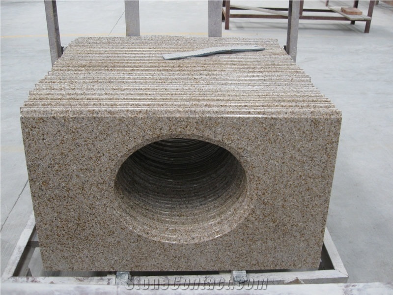 G682 Vanity Top with Sink, Rusty Yellow, China Yellow Granite