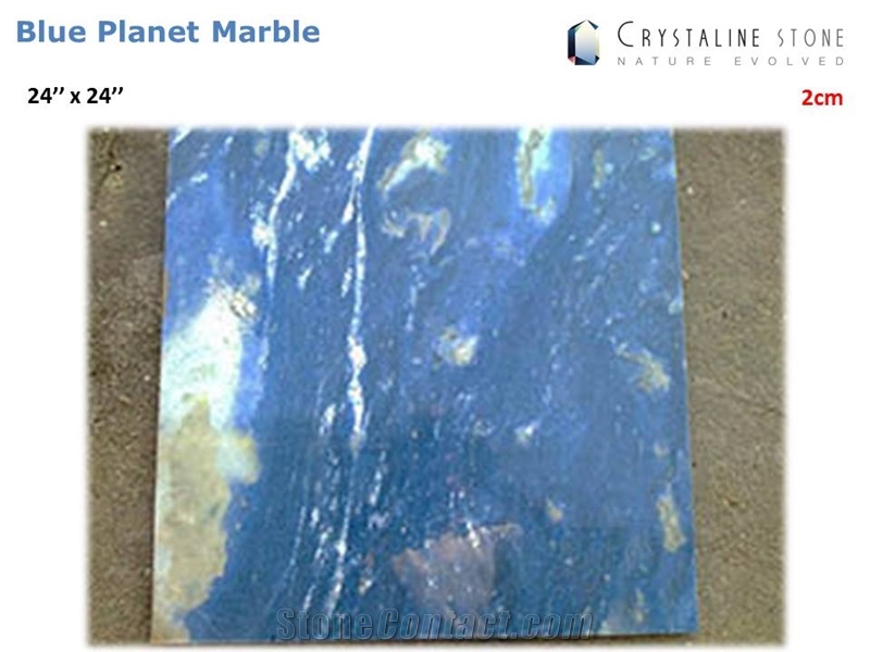 Blue Planet Marble 24"X24" Tiles Crystaline Stone, Blue Crystallized Marble