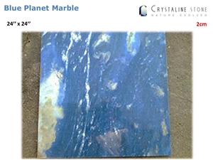 Blue Planet Marble 24"X24" Tiles Crystaline Stone, Blue Crystallized Marble