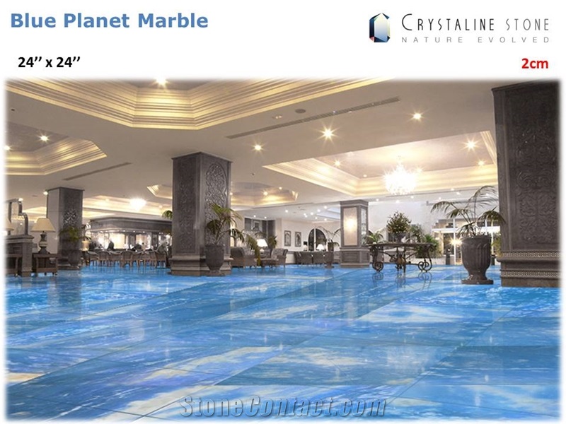 Blue Planet Marble 24"X24" Tiles Crystaline Stone, Blue Crystallized Marble