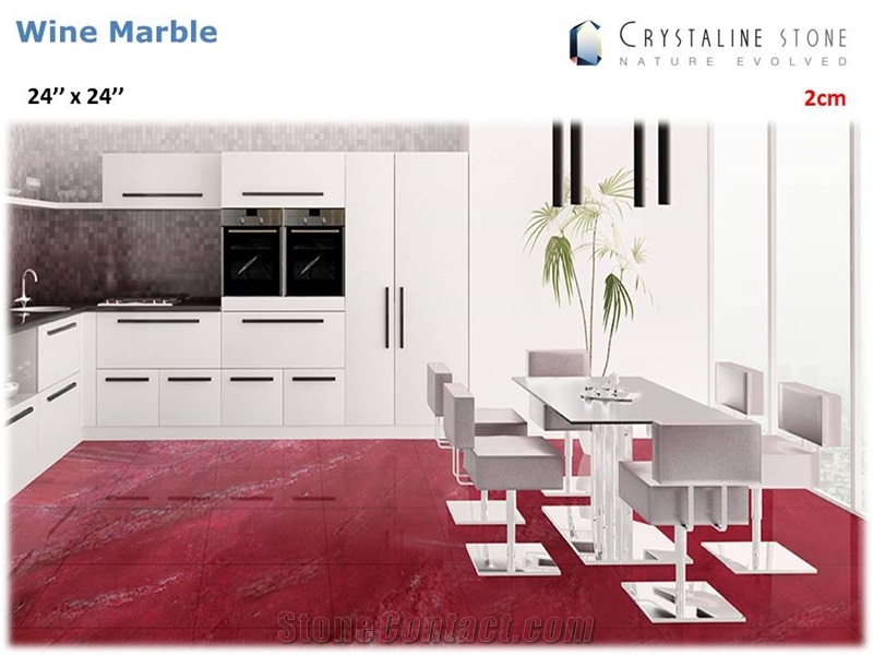Red Wine Marble Tile Natural Stone Kitchen and Bath Crystaline Stone