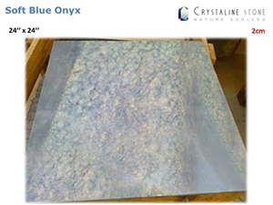 Soft Blue Onyx 24"X24" Tile Translucent Crystaline Stone