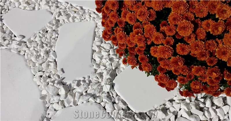 Santorini White Premium Marble Chips,Santorini White Premium Marble Flagstone, Santorini White Marble Pebble & Gravel