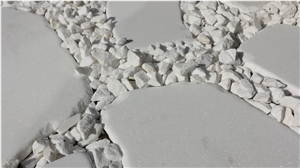 Santorini White Premium Marble Tumbled Tiles, Santorini White Marble Flagstone