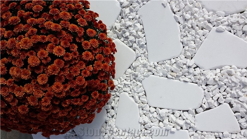 Santorini White Premium Marble Tumbled Tiles, Santorini White Marble Flagstone