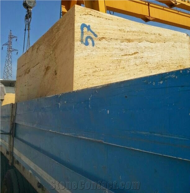 Travertine Golden Antea, Antea Golden Yellow Travertine Block