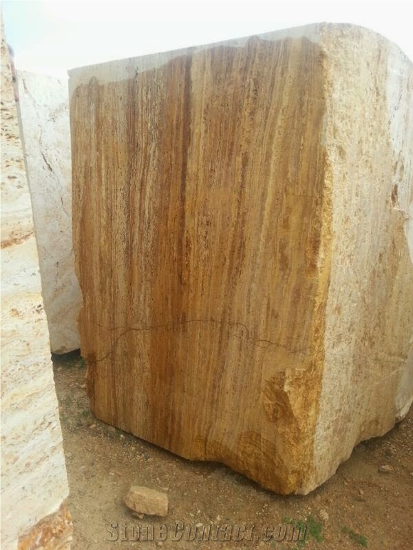 Travertine Golden Antea, Antea Golden Yellow Travertine Block
