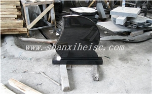Absolute Black-Shanxi Black Granite Headstone in European Style