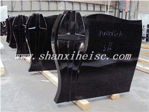 Absolute Black-Shanxi Black Granite Headstone in European Style