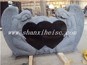 Absolute Black-Shanxi Black Granite Headstone in European Style