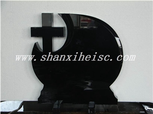 Absolute Black-Shanxi Black Granite Headstone in European Style