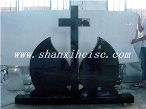 Absolute Black-Shanxi Black Granite Headstone in European Style