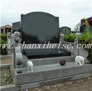 Cemetery Gravestone with Carved Design,Shanxi Black Monuments,Cheap Tombstones