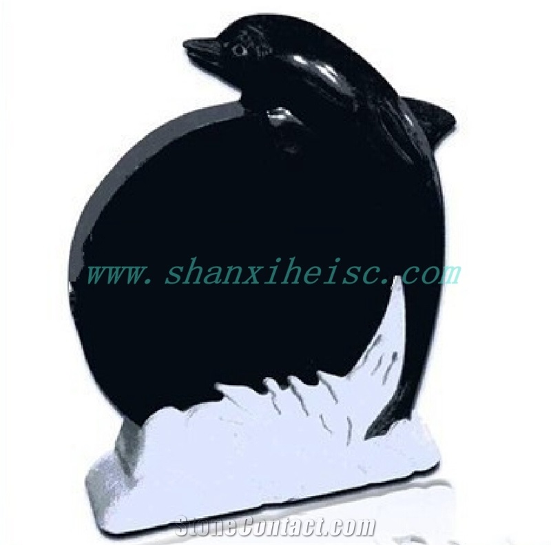 Cemetery Gravestone with Carved Design,Shanxi Black Monuments,Cheap Tombstones