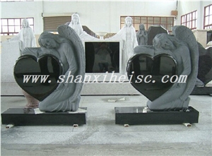 Chinese Absolute Black Granite Headsotne Tombstone, Shanxi Black Granite Monument & Tombstone