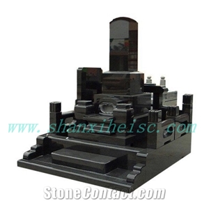 European Style Shanxi Black Granite Tombstone with Different Shape