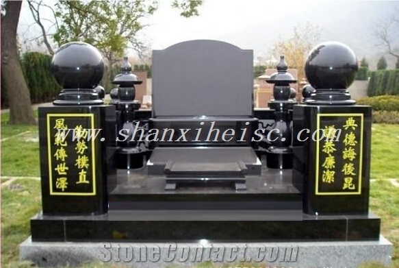 Grade a Quality Shanxi Black Granite Tombstone