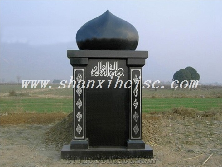 Grade a Quality Shanxi Black Granite Tombstone
