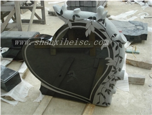 Shanxi Black Granite Heart Shaped Tombstone and Monument