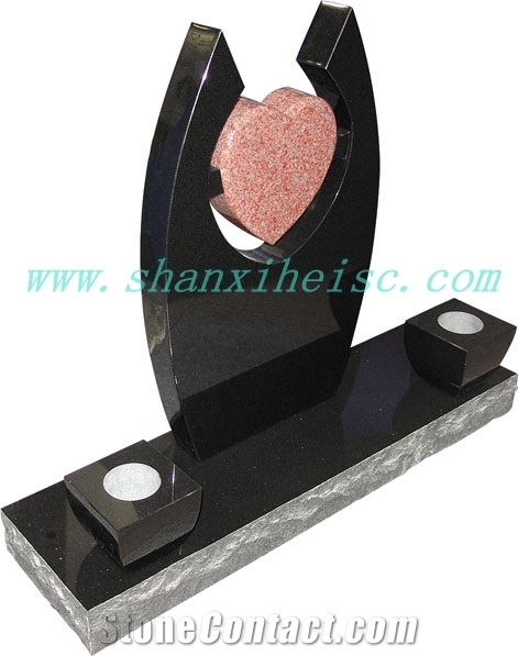 Shanxi Black Granite Stone Tombstone Monument from China Factory