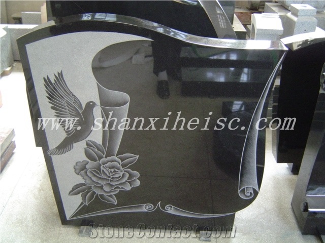 Shanxi Black Granite Stone Tombstone Monument from China Factory
