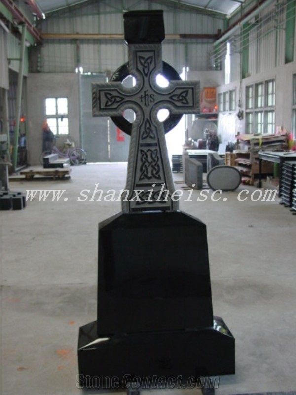Shanxi Black Granite Stone Tombstone Monument from China Factory