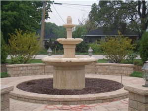 Exterior Fountain with Tuscano Clasico Limestone