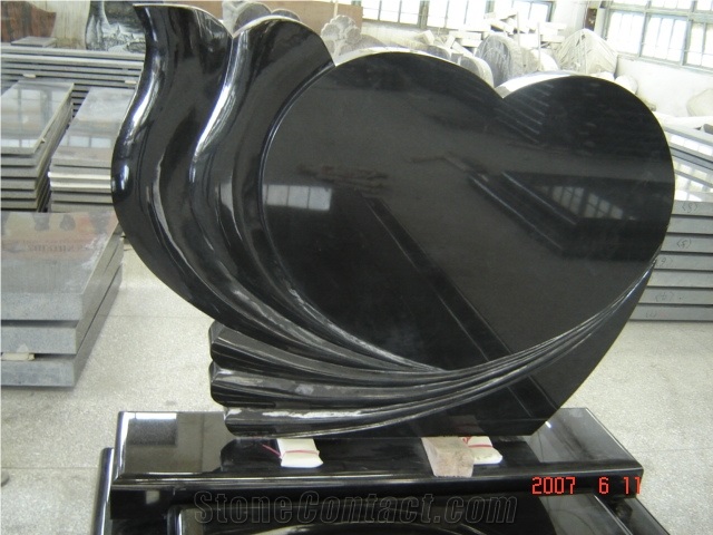 Heart Shape Tombstone Monuments, Black Granite Monuments
