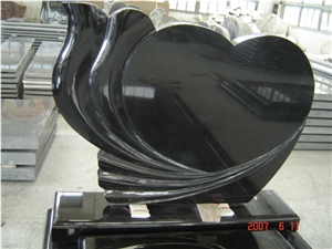 Heart Shape Tombstone Monuments, Black Granite Monuments