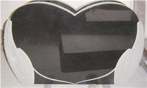 Heart Shape Tombstone Monuments, Black Granite Monuments
